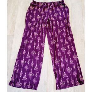SOMA L Pajama Lounge Pants Deck The Halls‎ Purple Sleepwear Pockets